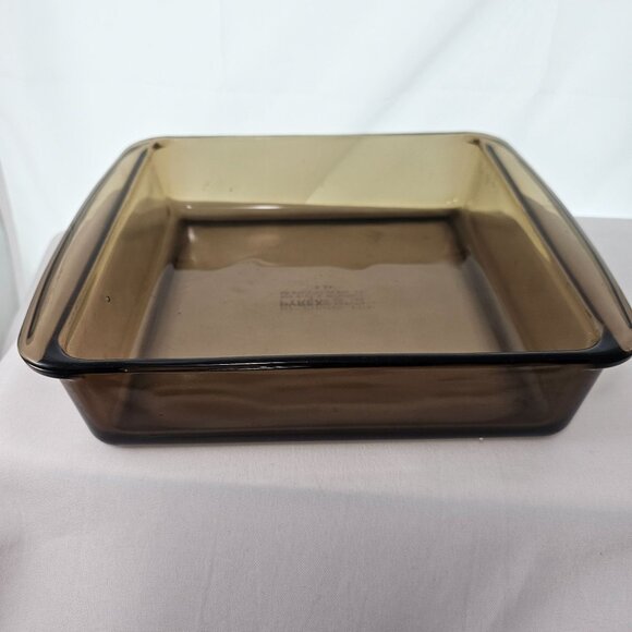 Pyrex Square Brown Baking Dish 8" Fireside glass casserole 2lt/qt cake pan 222 - Picture 3 of 9